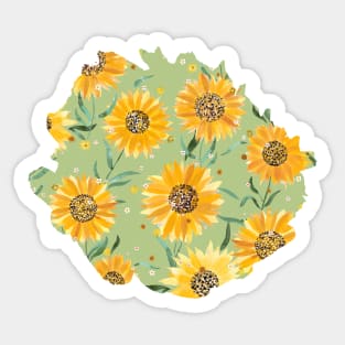 Summer Sunflowers Green Sticker